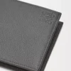 Cartera plegable para monedas en piel de becerro granulada suave color antracita