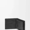 Cartera plegable para monedas en piel de becerro granulada suave, color negro