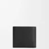 Cartera plegable para monedas en piel de becerro granulada suave, color negro