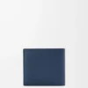 Cartera plegable para monedas en piel de becerro satinada teñida en índigo