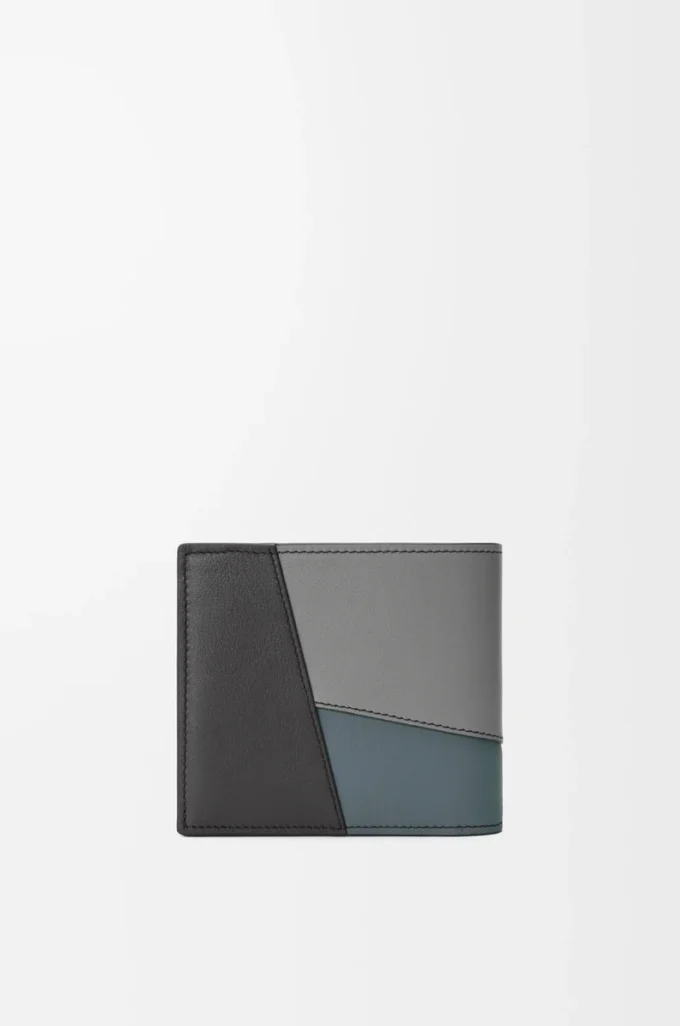 Cartera plegable para monedas Puzzle en piel de becerro clásica Asphalt Grey/Storm Blue Cartera plegable para monedas Puzzle en piel de becerro clásica Asphalt Grey/Storm Blue