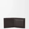 Cartera plegable para monedas Puzzle en piel de becerro clásica, color oliva/marrón oscuro