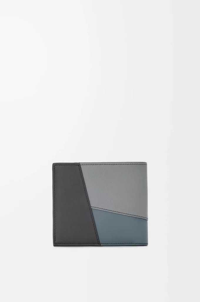 Cartera plegable Puzzle en piel de becerro clásica Gris asfalto/Azul tormenta Cartera plegable Puzzle en piel de becerro clásica Gris asfalto/Azul tormenta