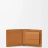 Cartera plegable Puzzle para monedas en piel de becerro granulada flexible, color marrón claro cañón
