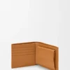 Cartera plegable Puzzle para monedas en piel de becerro granulada flexible, color marrón claro cañón