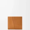 Cartera plegable Puzzle para monedas en piel de becerro granulada flexible, color marrón claro cañón