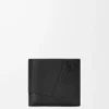 Cartera plegable Puzzle para monedas en piel de becerro granulada flexible, color negro