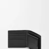 Cartera plegable Puzzle para monedas en piel de becerro granulada flexible, color negro