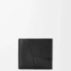 Cartera plegable Puzzle para monedas en piel de becerro granulada flexible, color negro