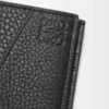 Cartera plegable Puzzle para monedas en piel de becerro granulada flexible, color negro