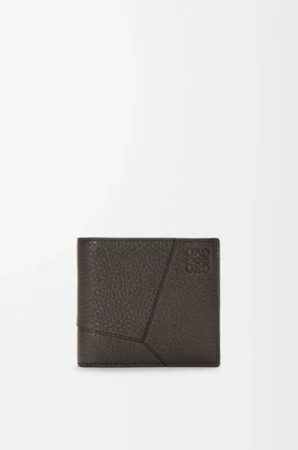 Cartera plegable Puzzle para monedas en piel de becerro granulada flexible Gris oscuro