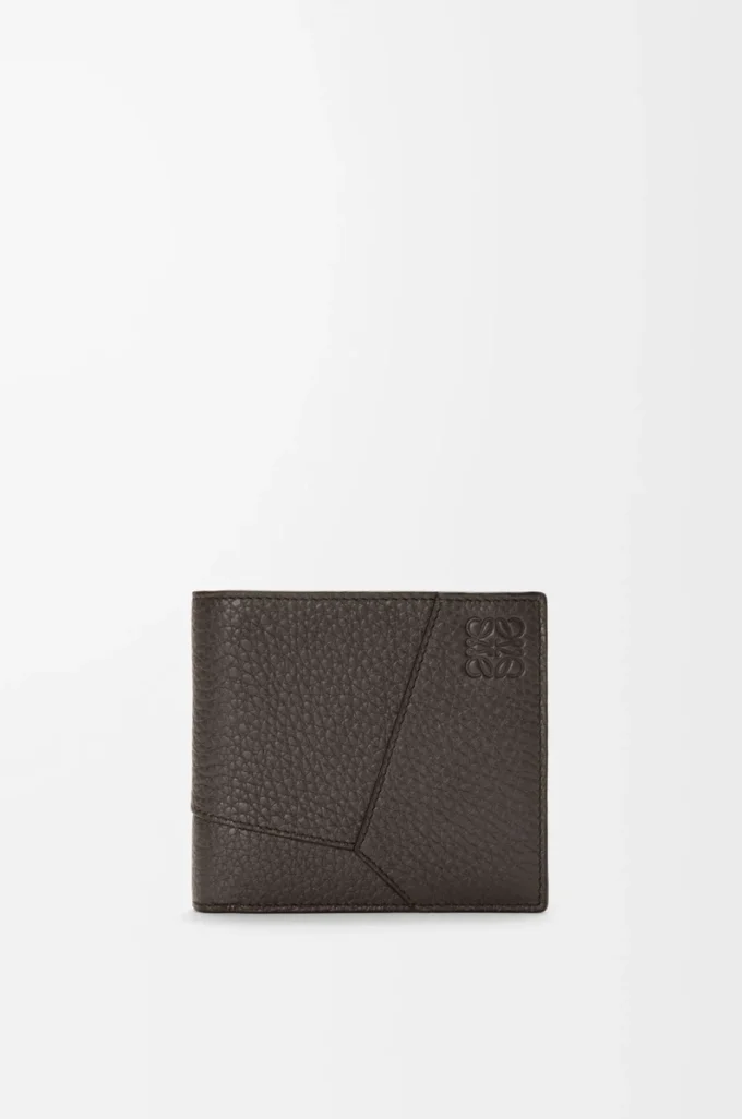Cartera plegable Puzzle para monedas en piel de becerro granulada flexible Gris oscuro Cartera plegable Puzzle para monedas en piel de becerro granulada flexible Gris oscuro