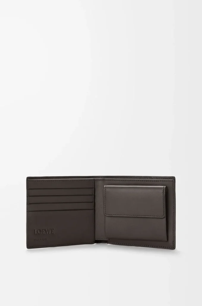Cartera plegable Puzzle para monedas en piel de becerro granulada flexible Gris oscuro Cartera plegable Puzzle para monedas en piel de becerro granulada flexible Gris oscuro