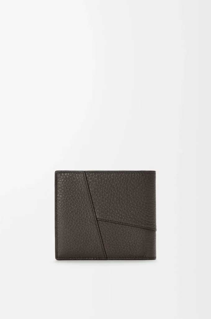 Cartera plegable Puzzle para monedas en piel de becerro granulada flexible Gris oscuro Cartera plegable Puzzle para monedas en piel de becerro granulada flexible Gris oscuro