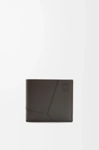 Cartera Puzzle con doble pliegue en piel de becerro clásica gris oscuro