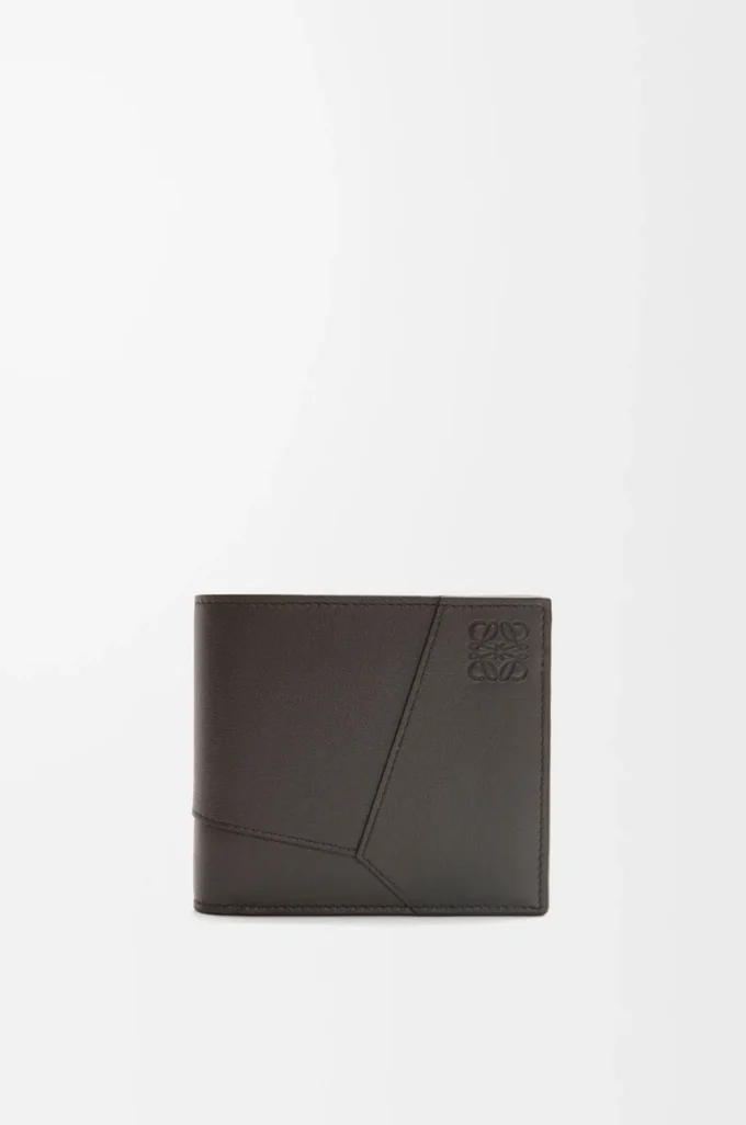 Cartera Puzzle con doble pliegue en piel de becerro clásica gris oscuro Cartera Puzzle con doble pliegue en piel de becerro clásica gris oscuro