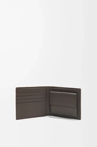 Cartera Puzzle con doble pliegue en piel de becerro clásica gris oscuro