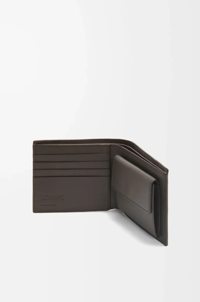 Cartera Puzzle con doble pliegue en piel de becerro clásica gris oscuro Cartera Puzzle con doble pliegue en piel de becerro clásica gris oscuro