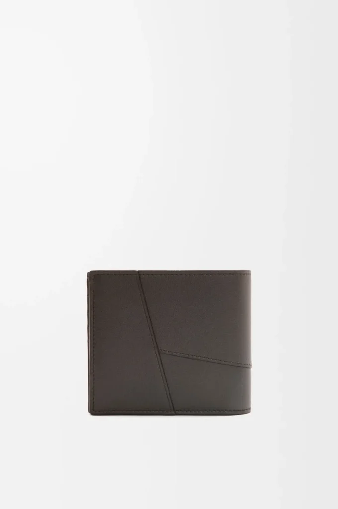 Cartera Puzzle con doble pliegue en piel de becerro clásica gris oscuro Cartera Puzzle con doble pliegue en piel de becerro clásica gris oscuro