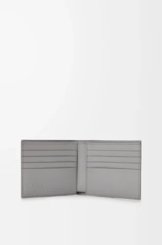 Cartera Puzzle con doble pliegue en piel de becerro clásica marrón invierno/gris ceniza