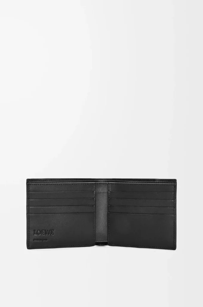 Cartera Puzzle con doble pliegue en piel de becerro clásica negra