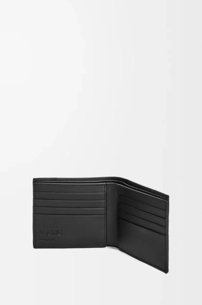 Cartera Puzzle con doble pliegue en piel de becerro clásica negra