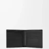 Cartera Puzzle con doble pliegue en piel de becerro granulada flexible, color negro