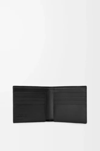 Cartera Puzzle con doble pliegue en piel de becerro granulada flexible, color negro