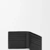 Cartera Puzzle con doble pliegue en piel de becerro granulada flexible, color negro
