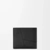 Cartera Puzzle con doble pliegue en piel de becerro granulada flexible, color negro