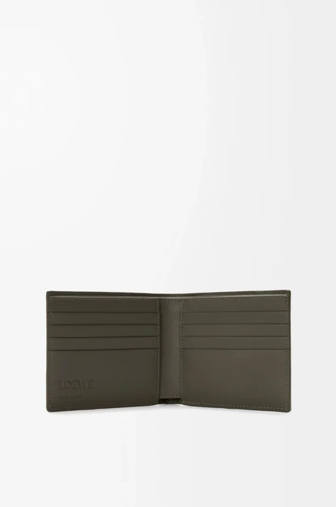Cartera Puzzle de doble pliegue en piel de becerro clásica Dark Khaki