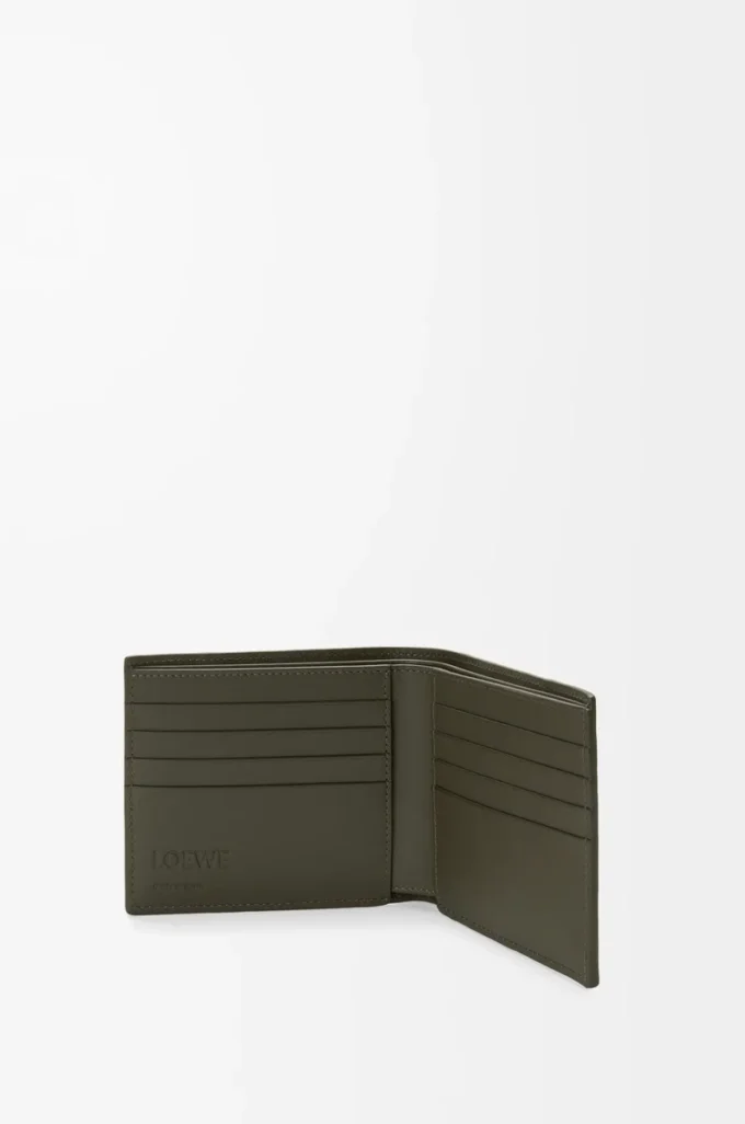Cartera Puzzle de doble pliegue en piel de becerro clásica Dark Khaki