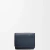 Cartera triple en piel de becerro granulada suave azul marino intenso