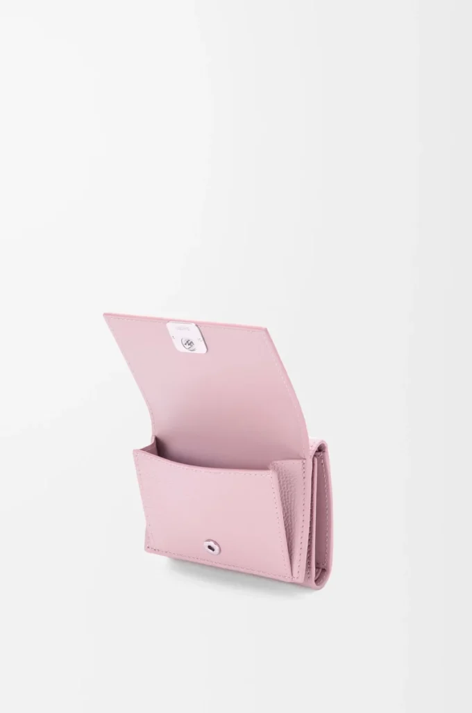 Cartera tríptica Anagram en piel de becerro granulada Blossom