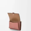 Cartera tríptica en piel de becerro granulada suave Blush/Mahogany