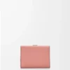 Cartera tríptica en piel de becerro granulada suave Blush/Mahogany