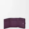 Cartera tríptica en piel de becerro granulada suave Dirty Mauve/Squirrel