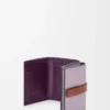 Cartera tríptica en piel de becerro granulada suave Dirty Mauve/Squirrel