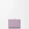Cartera tríptica en piel de becerro granulada suave Dirty Mauve/Squirrel