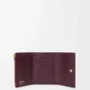 Cartera vertical pequeña en piel de becerro lisa y granulada Dark Burgundy