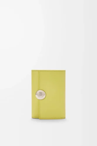 Cartera vertical pequeña Pebble en piel de becerro napa brillante Light Citrine