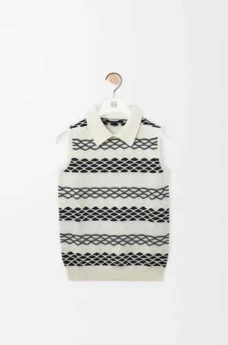 Chaleco de jacquard de algodón negro/blanco