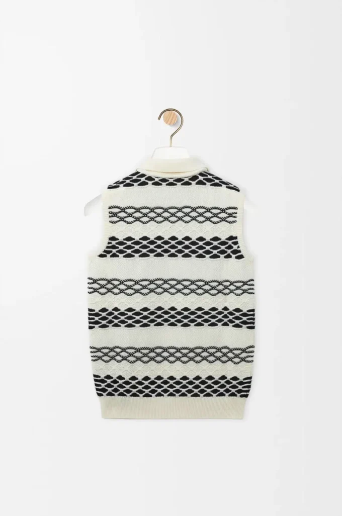 Chaleco de jacquard de algodón negro/blanco Chaleco de jacquard de algodón negro/blanco