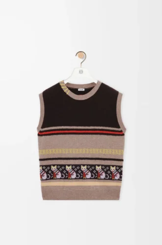 Chaleco de lana y cachemira Beige/Multicolor