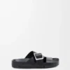 Chanclas Ease Buckle de piel de becerro curtida vegetalmente, color negro