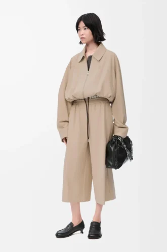 Chaqueta abullonada de algodón Beige
