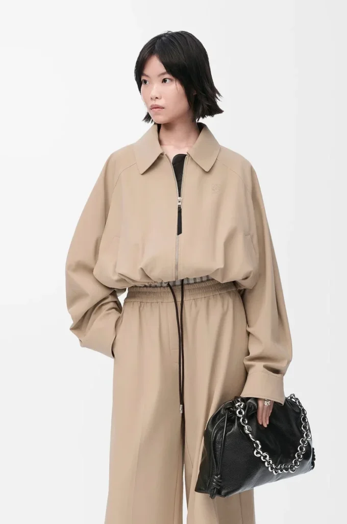 Chaqueta abullonada de algodón Beige Chaqueta abullonada de algodón Beige