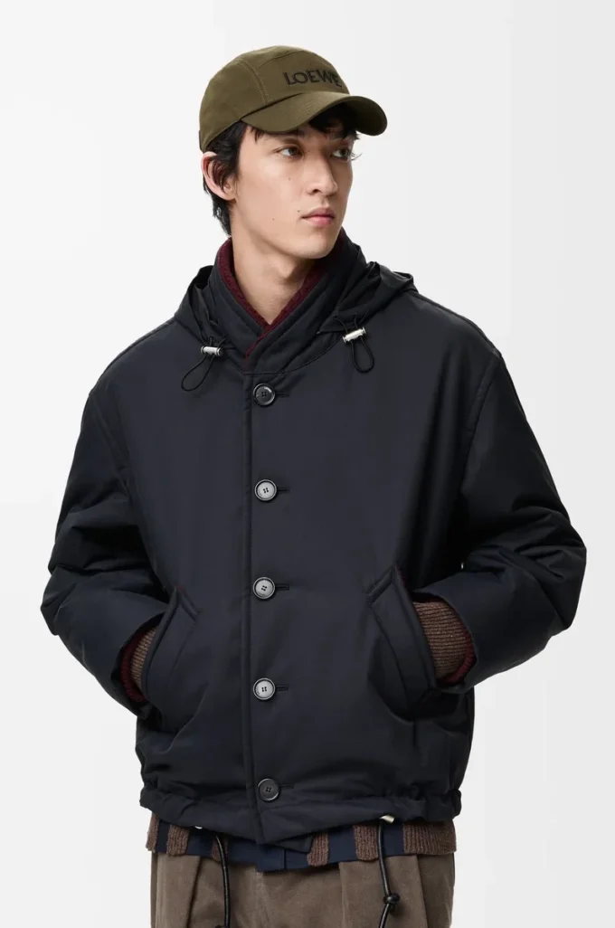 Chaqueta acolchada de algodón técnico azul marino Chaqueta acolchada de algodón técnico azul marino