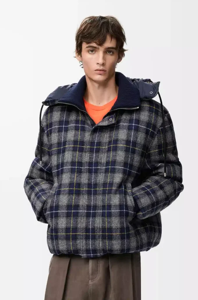 Chaqueta acolchada de lana azul marino oscuro