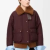 Chaqueta acolchada en mezcla de piel de oveja y algodón Burdeos Chaqueta acolchada en mezcla de piel de oveja y algodón Burdeos
